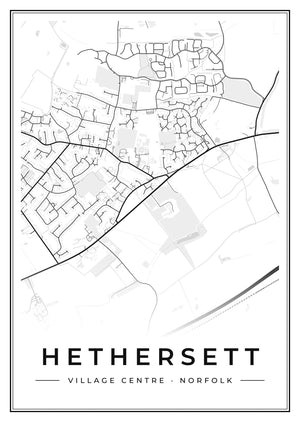 Hethersett Village Centre Street Map Poster