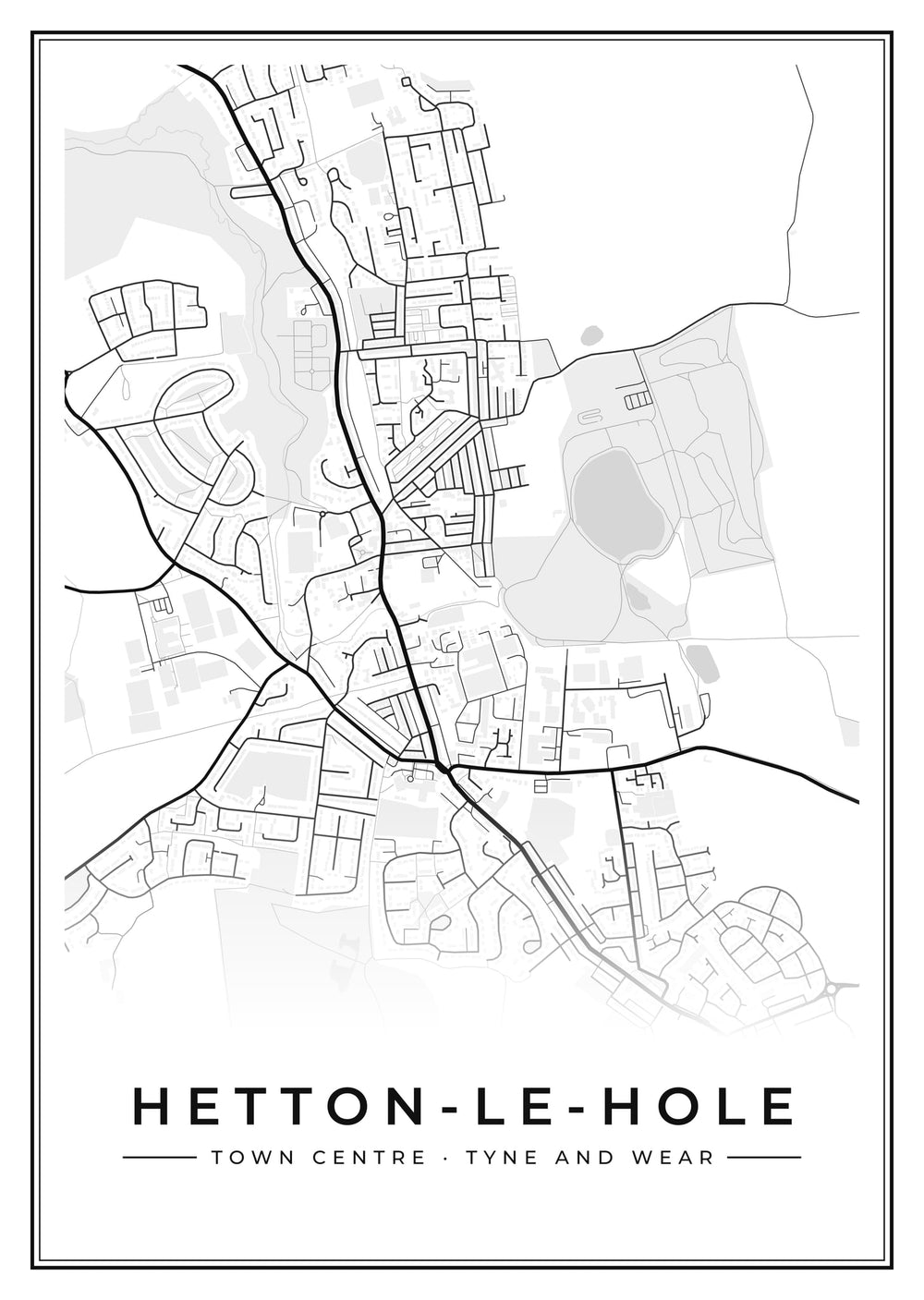 Hetton-le-Hole Town Centre Street Map Poster