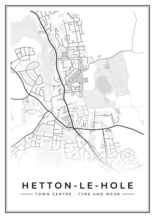 Hetton-le-Hole Town Centre Street Map Poster
