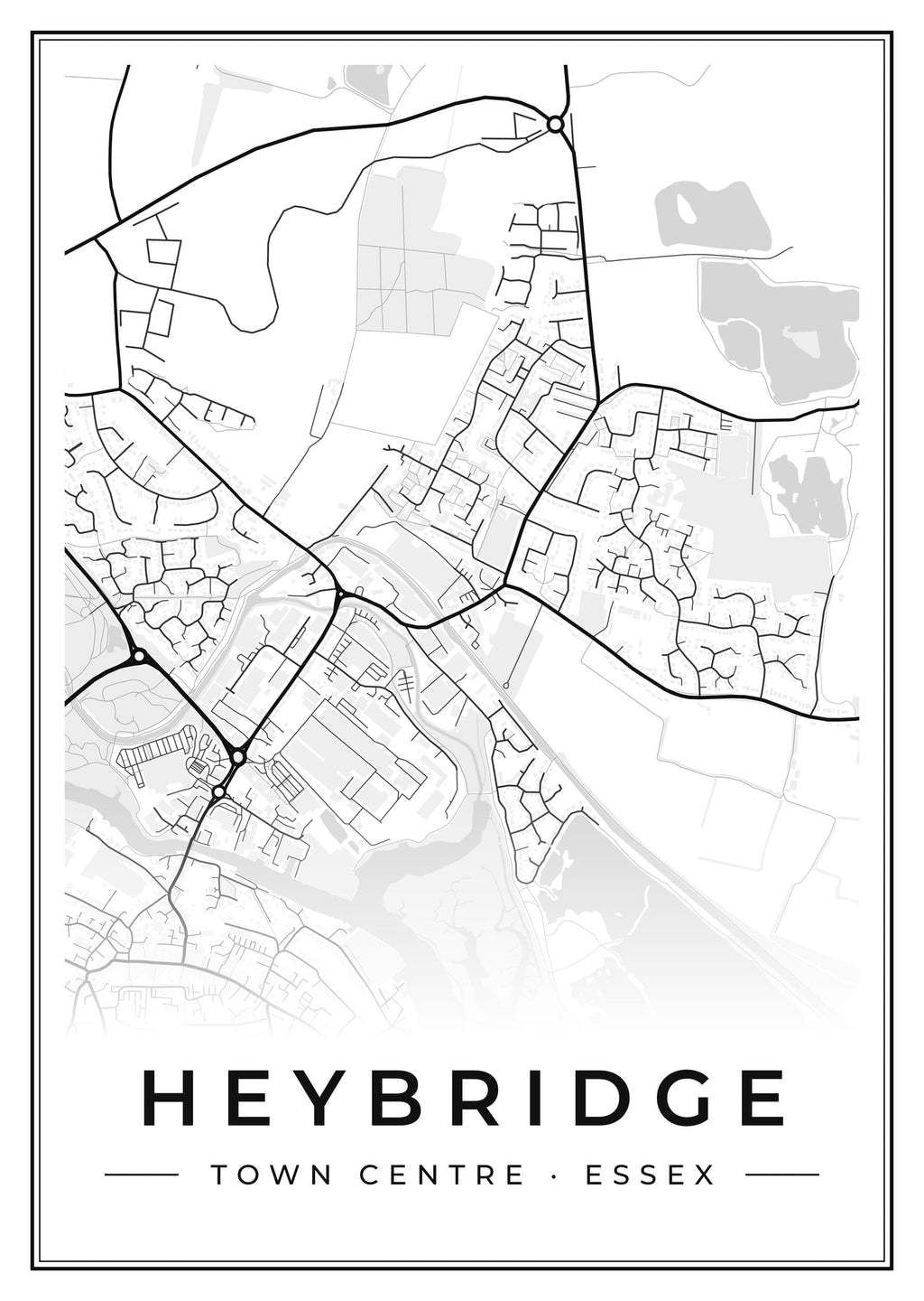 Street map poster of Heybridge town centre, Essex