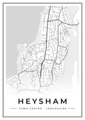 Street map poster of Heysham town centre, Lancashire