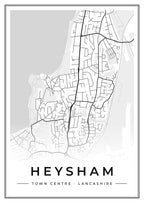 Street map poster of Heysham town centre, Lancashire