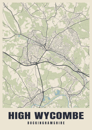 High Wycombe Street Map Poster