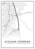 Street map poster of Higham Ferrers town centre, Northamptonshire