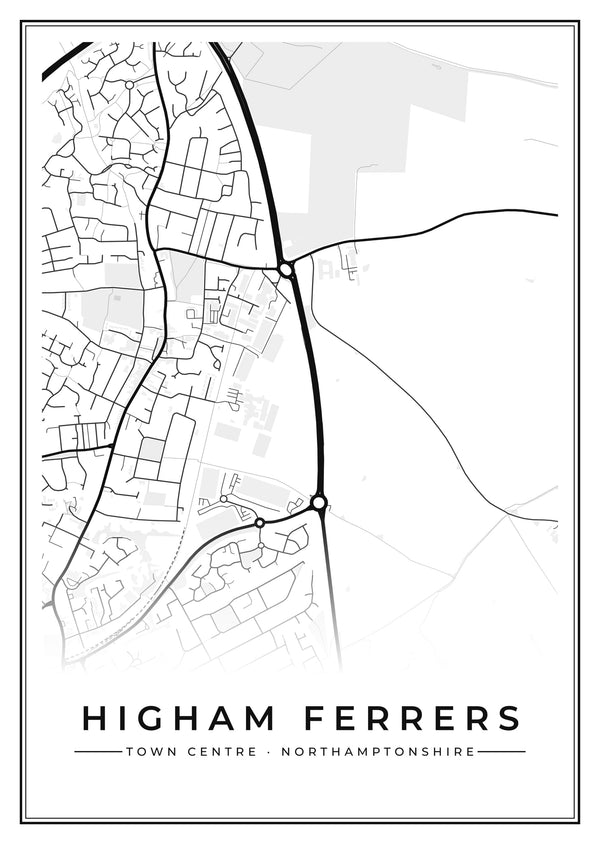 Higham Ferrers Town Centre Street Map Poster