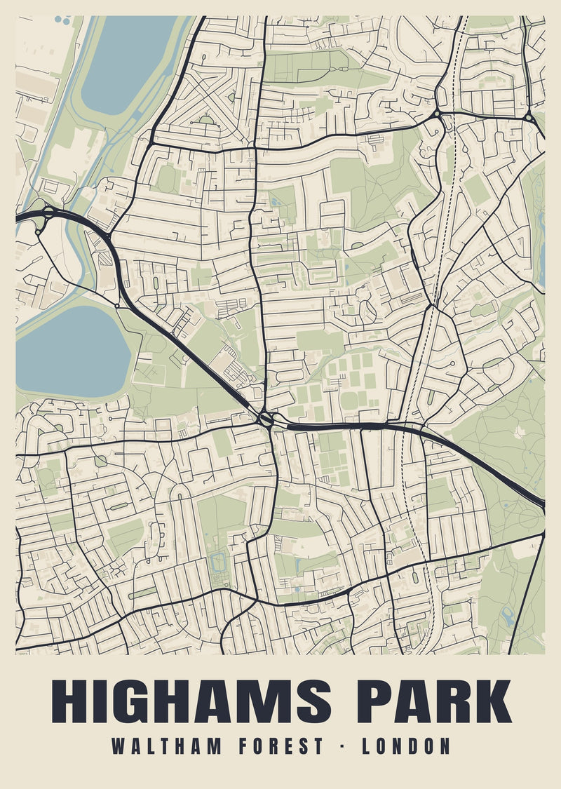 Highams Park Heritage Street Map Poster