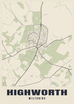 Street map poster of Highworth, Wiltshire
