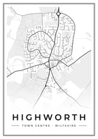 Street map poster of Highworth town centre, Wiltshire