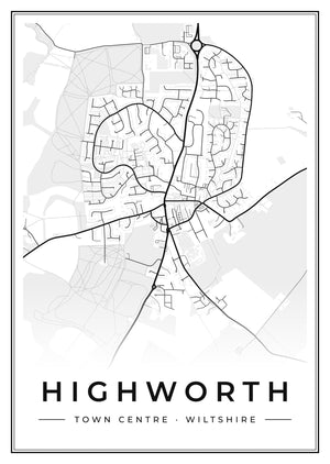 Highworth Town Centre Street Map Poster