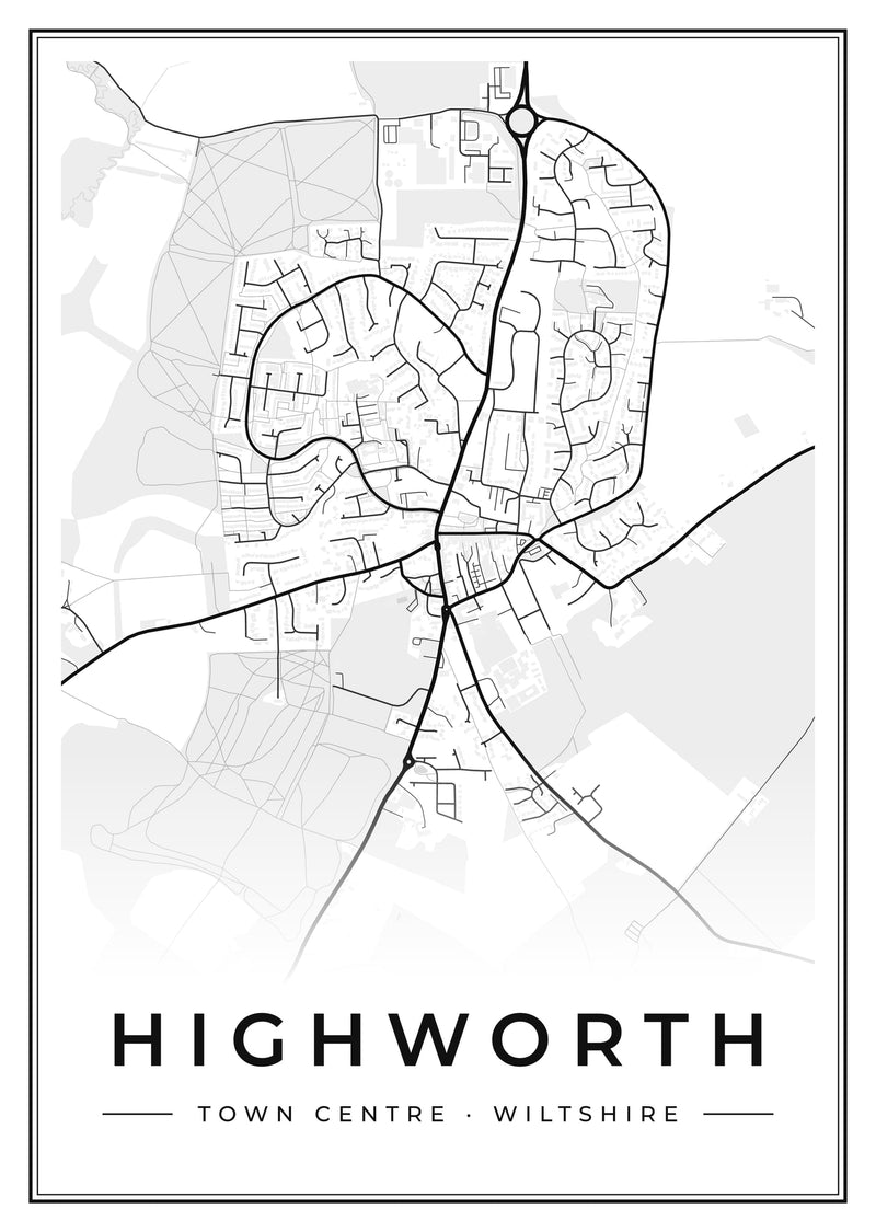 Highworth Town Centre Street Map Poster