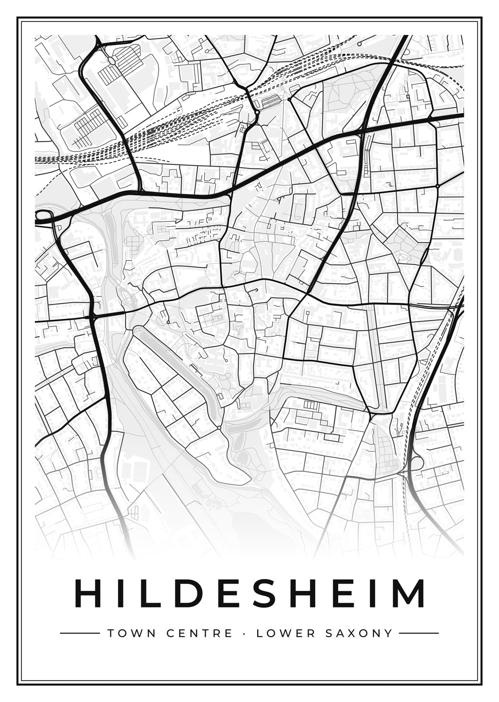 Street map poster of Hildesheim town centre, Lower Saxony