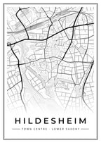 Street map poster of Hildesheim town centre, Lower Saxony