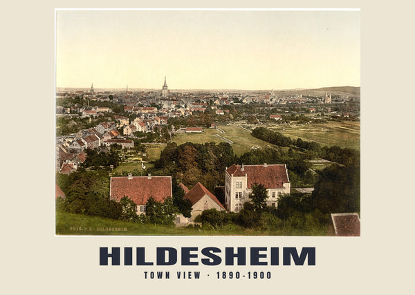 Widok miasta, Hildesheim — 1890–1900 · Wydruk dawnego fotochromu