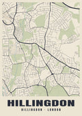 Heritage street map poster of Hillingdon, Hillingdon, London