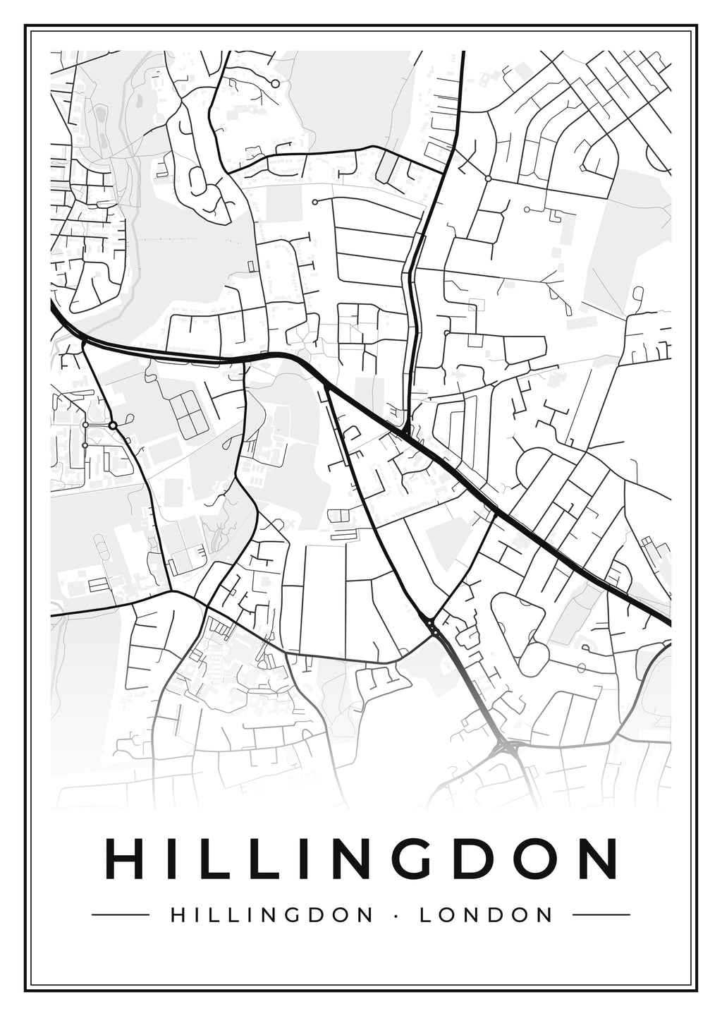 Street map poster of Hillingdon, Hillingdon, London