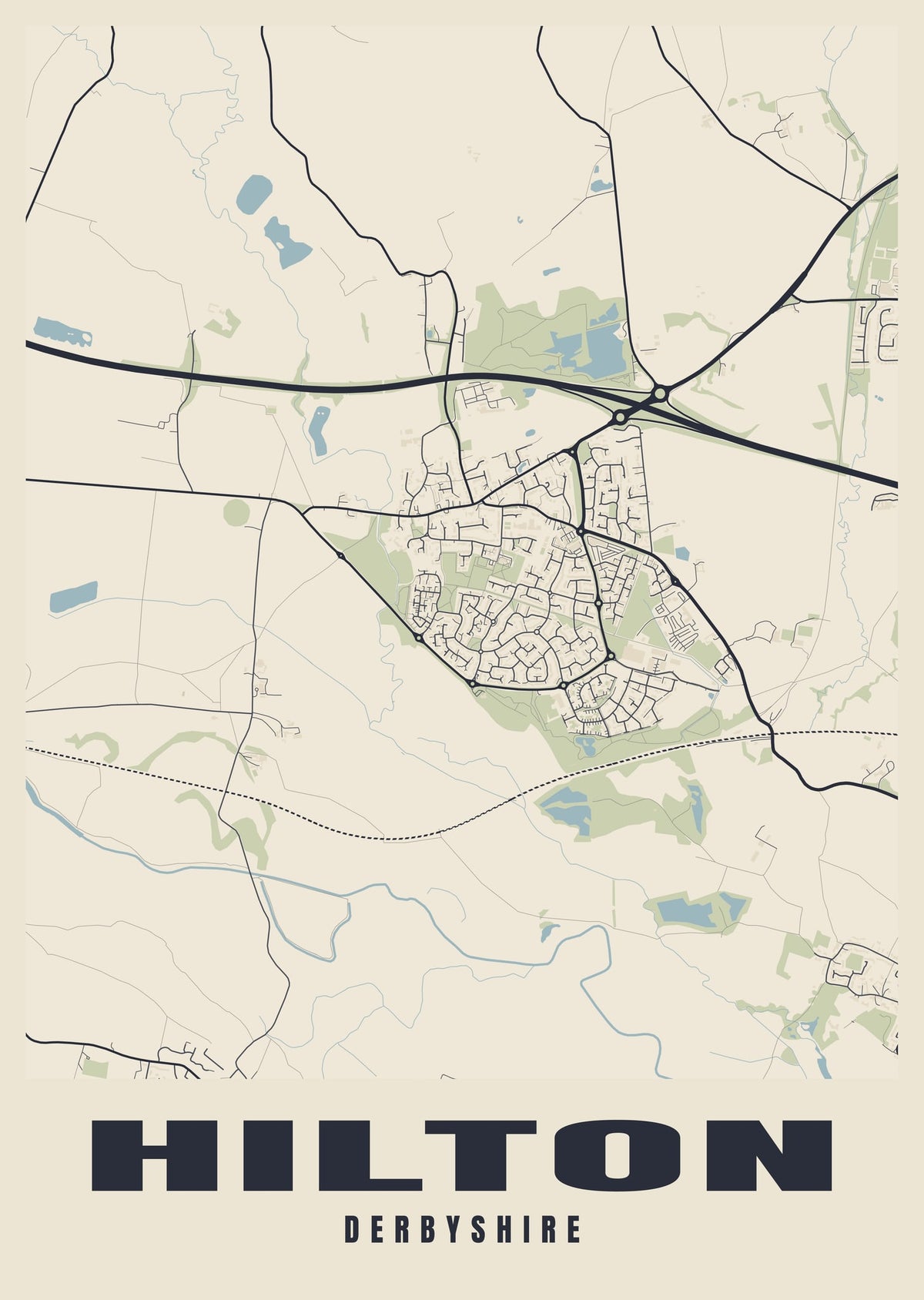 Street map poster of Hilton, Derbyshire
