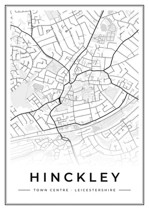Hinckley Town Centre Street Map Poster