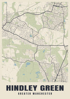 Street map poster of Hindley Green, Greater Manchester