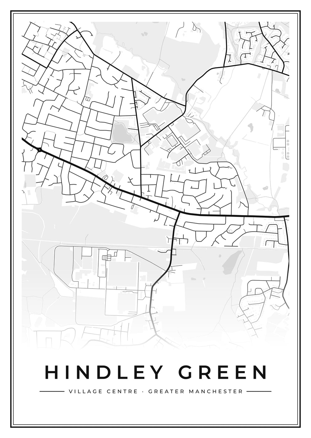 Hindley Green Village Centre Street Map Poster