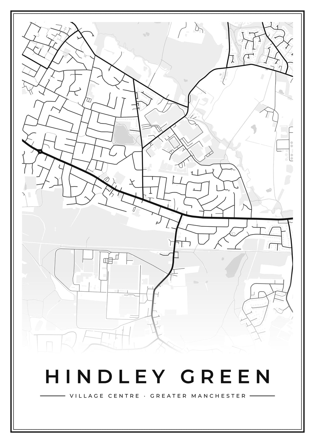 Street map poster of Hindley Green village centre, Greater Manchester