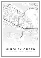 Street map poster of Hindley Green village centre, Greater Manchester