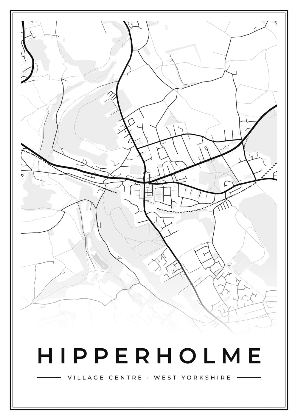 Hipperholme Village Centre Street Map Poster