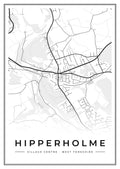 Street map poster of Hipperholme village centre, West Yorkshire