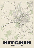Street map poster of Hitchin, Hertfordshire