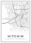 Street map poster of Hitchin town centre, Hertfordshire
