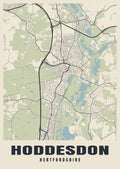 Street map poster of Hoddesdon, Hertfordshire