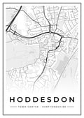 Street map poster of Hoddesdon town centre, Hertfordshire