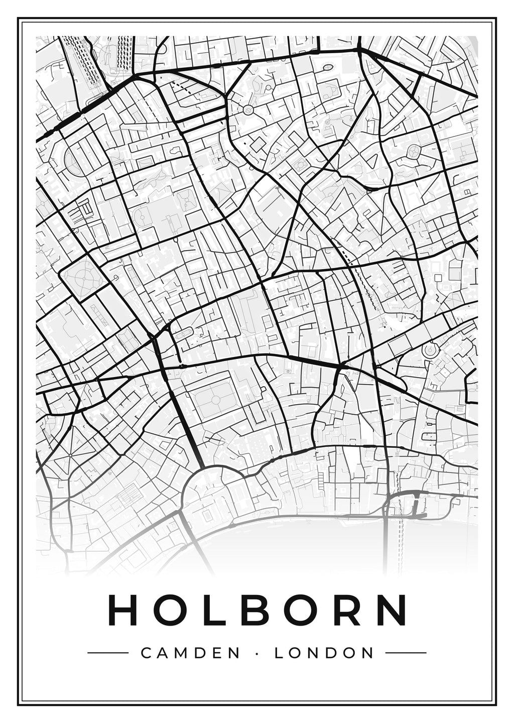 Street map poster of Holborn, Camden, London