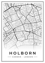 Street map poster of Holborn, Camden, London
