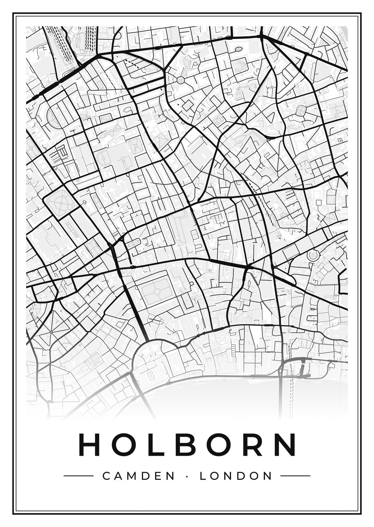 Street map poster of Holborn, Camden, London