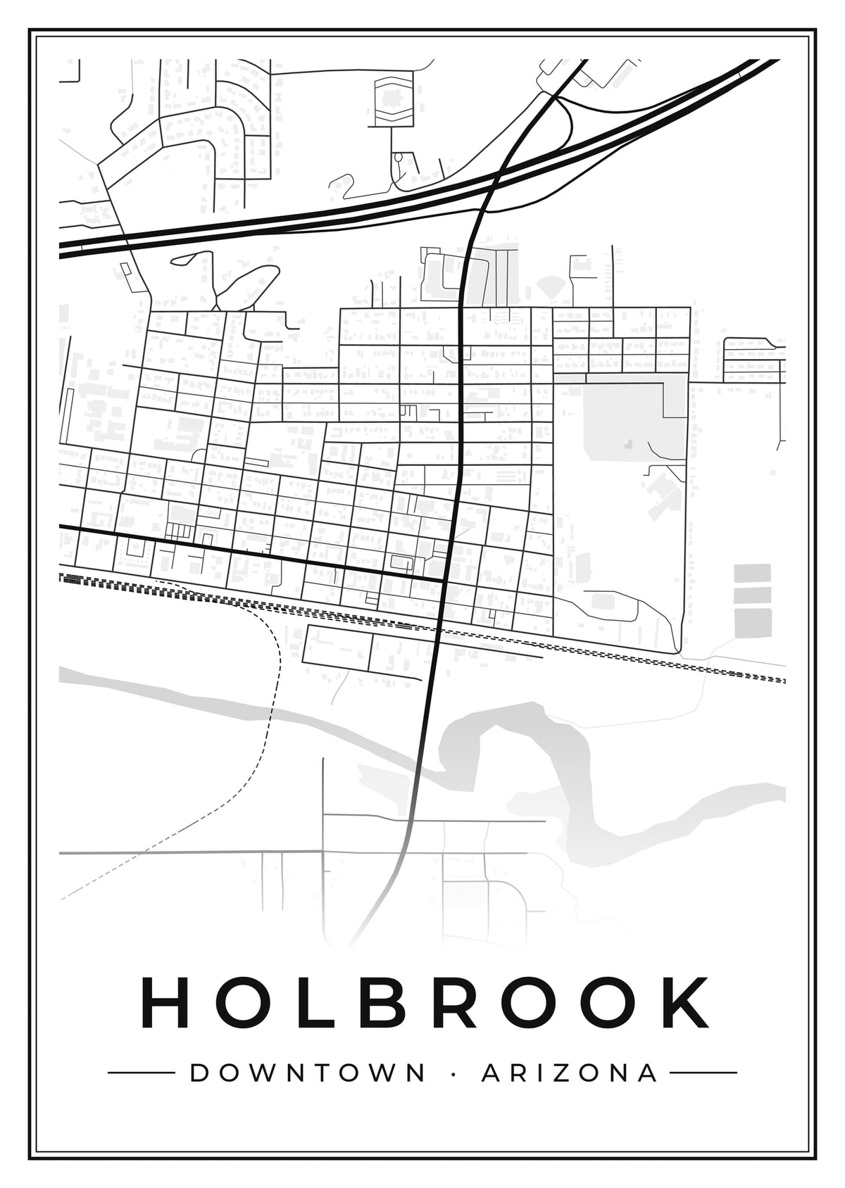 Street map poster of downtown Holbrook, Arizona