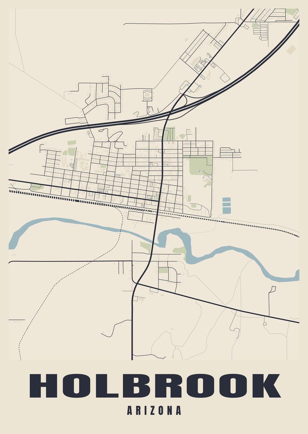 Street map poster of Holbrook, Arizona