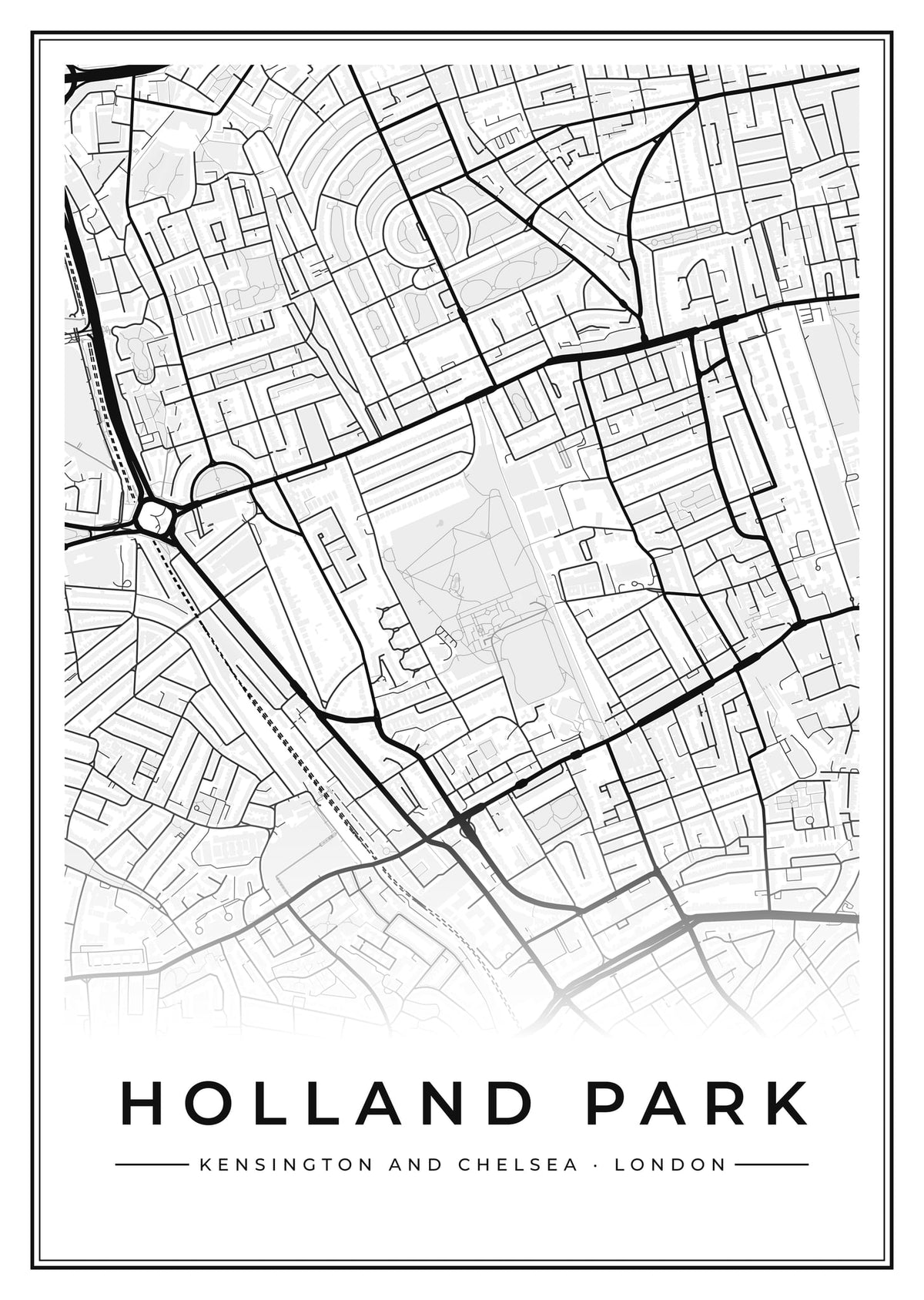 Street map poster of Holland Park, Kensington and Chelsea, London