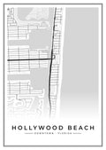 Street map poster of downtown Hollywood Beach, Florida
