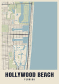 Street map poster of Hollywood Beach, Florida