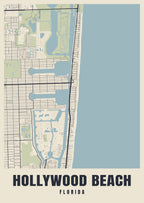 Street map poster of Hollywood Beach, Florida