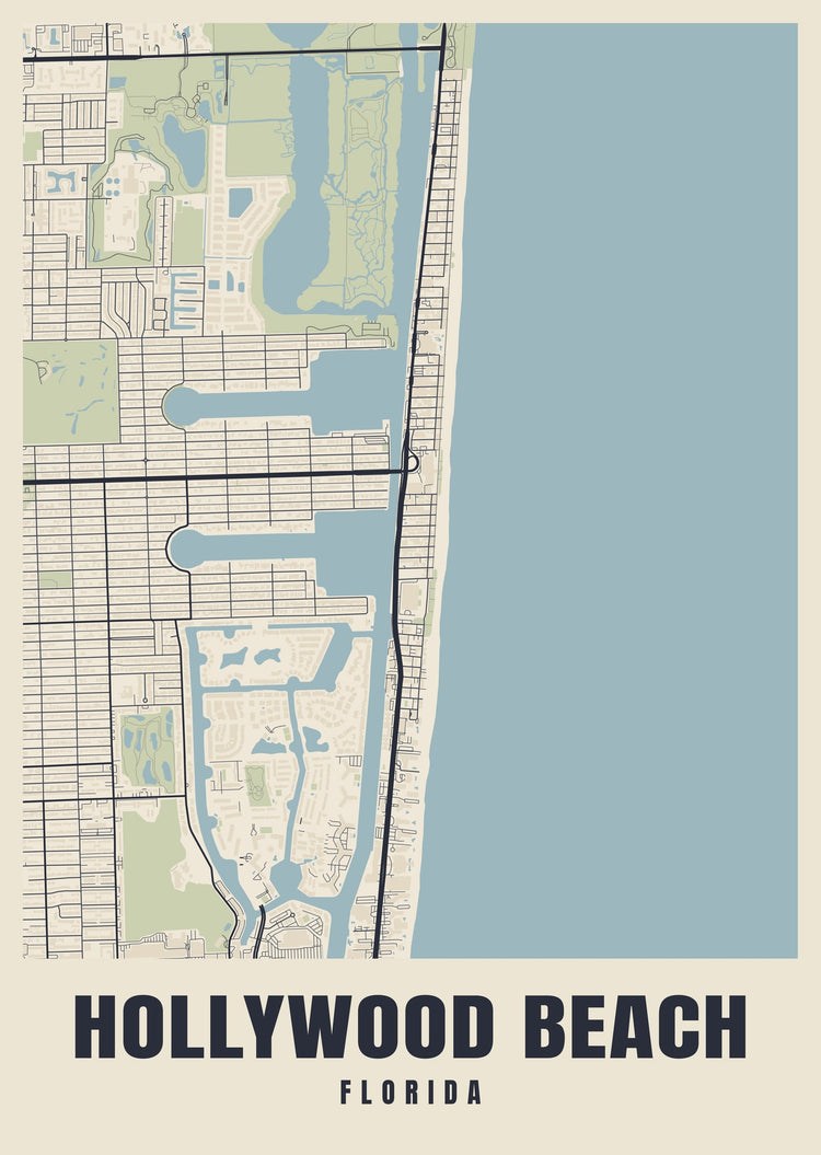 Hollywood Beach Street Map Poster