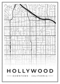 Street map poster of downtown Hollywood, California