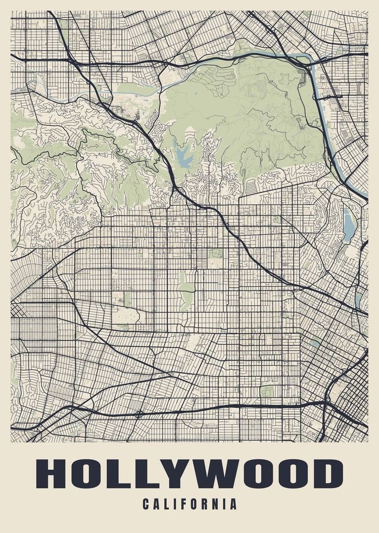 Hollywood Street Map Poster