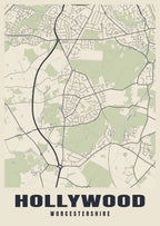 Street map poster of Hollywood, Worcestershire