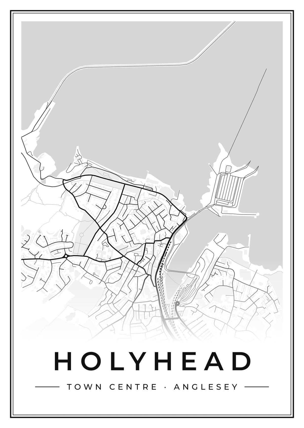 Street map poster of Holyhead town centre, Anglesey
