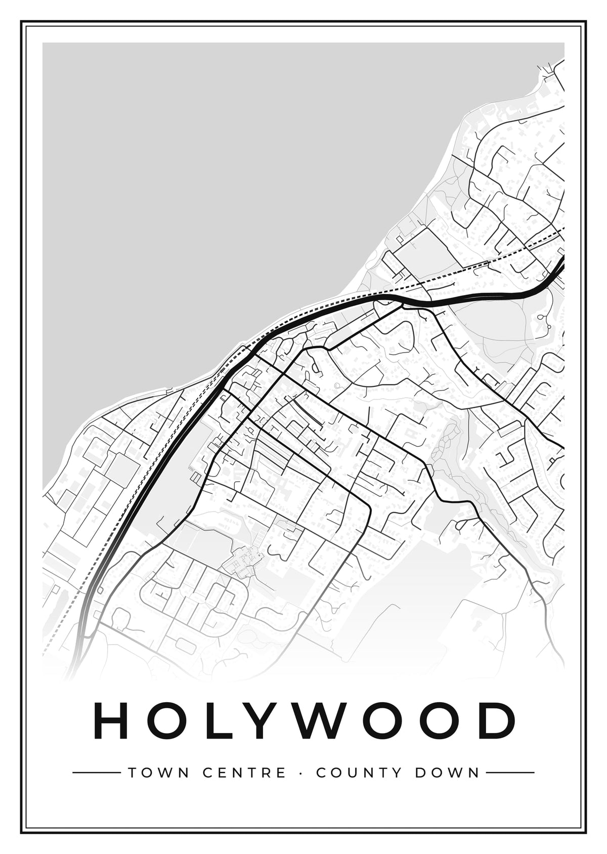 Street map poster of Holywood town centre, County Down