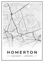 Street map poster of Homerton, Hackney, London