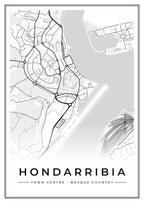 Street map poster of Hondarribia town centre, Basque Country