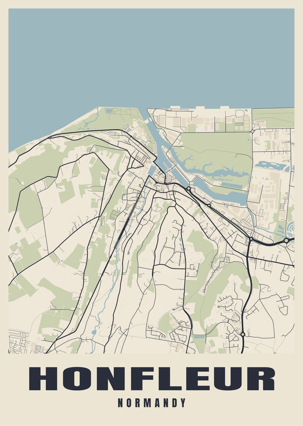 Street map poster of Honfleur, Normandy