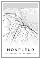 Street map poster of Honfleur town centre, Normandy